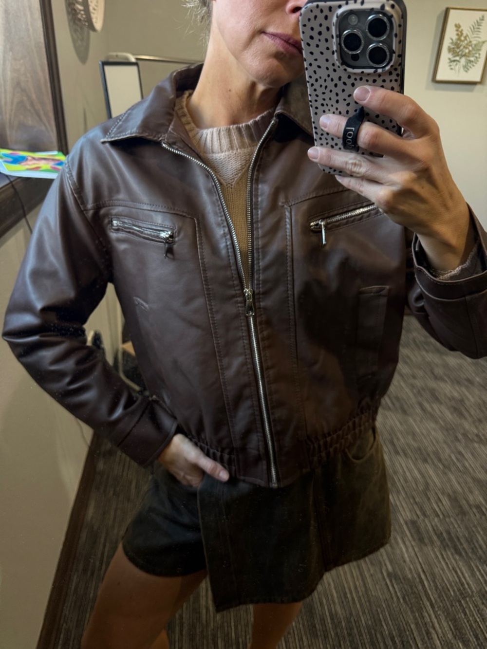 NEW faux leather brown jacket